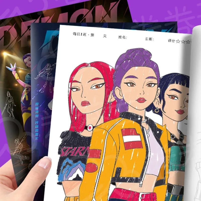 Cartoon Anime Line Art Coloring Book Children Drawing Sketchbook Kids Painting Practice Book Anime Peripheral Colouring Book