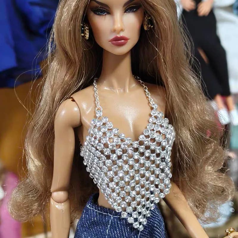 1/6 Supermodel Doll Abiti originali Accessori Sexy Spice Girls Gilet di diamanti di lusso per 30 cm Doll Wear Cena Party Dress Up