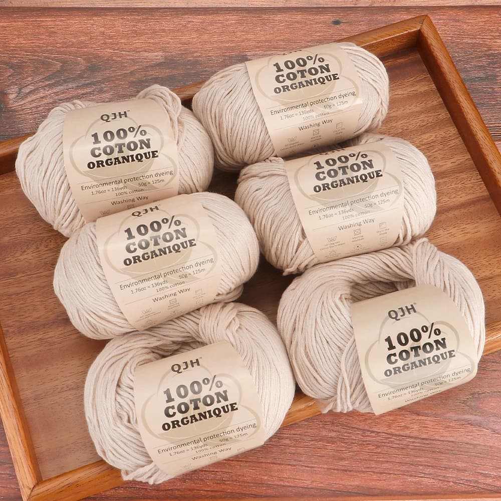 QJH 100% cotton yarn, Children sports weight cotton yarn, Amigurumi yarn, Summer soft yarn, Crochet/work yarn - 6 pieces