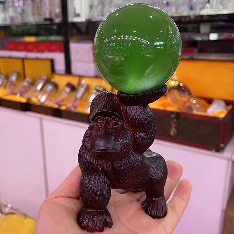 L'Ascesa del pianeta dei scimmie Base con sfera di cristallo Base in resina Creativo Modellazione di animali Ornamento Gorilla Crafts