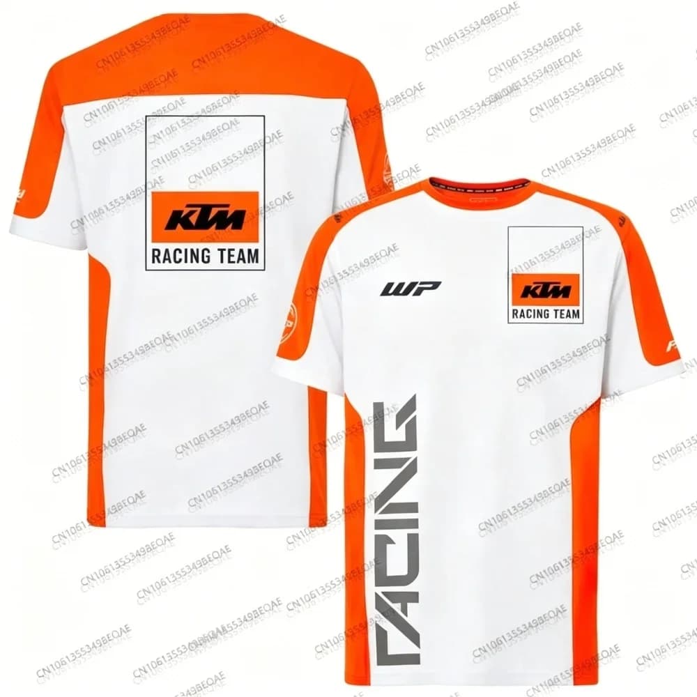 T-shirt a maniche corte co-brandizzata KTM Racing Team, sportiva, casual, estiva, traspirante