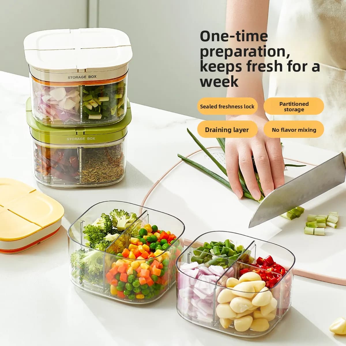 Contenitore Organizzatore per Cucina con Svuotamento, per Cipolle e Aglio, per Uso Domestico, per la Conservazione della Freschezza, Sigillato, per Alimenti