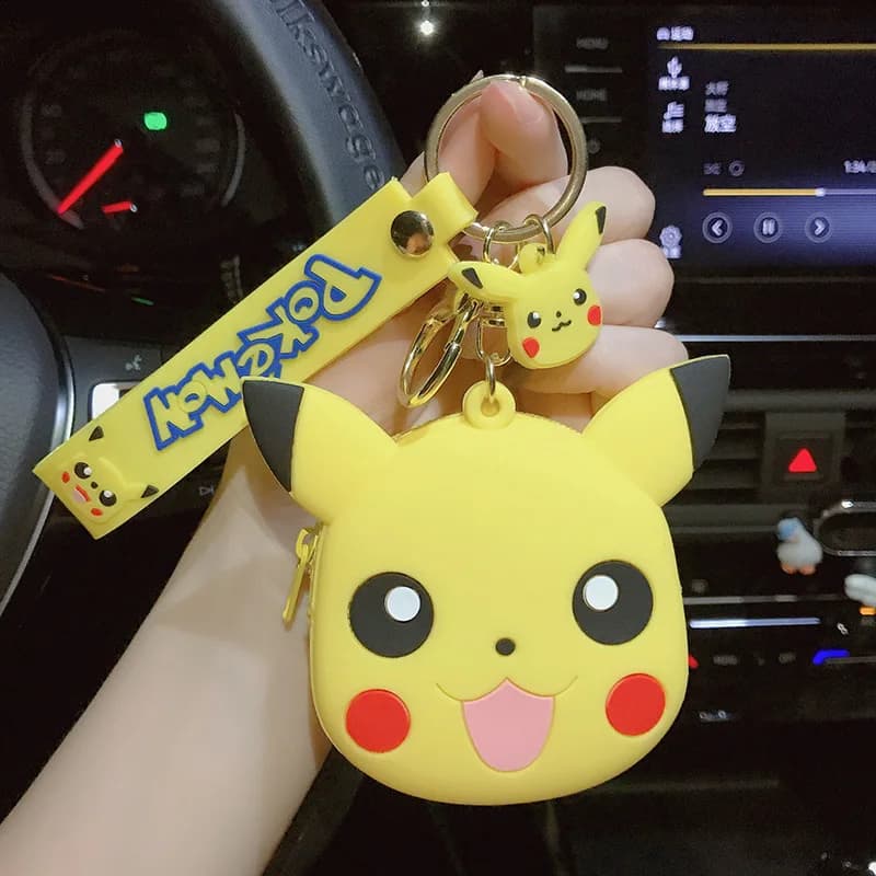 Portachiavi in silicone Kawaii Pokemon Pikachu, portamonete, borsa portatile in metallo con ciondolo anime, pochette per ragazzo e ragazza