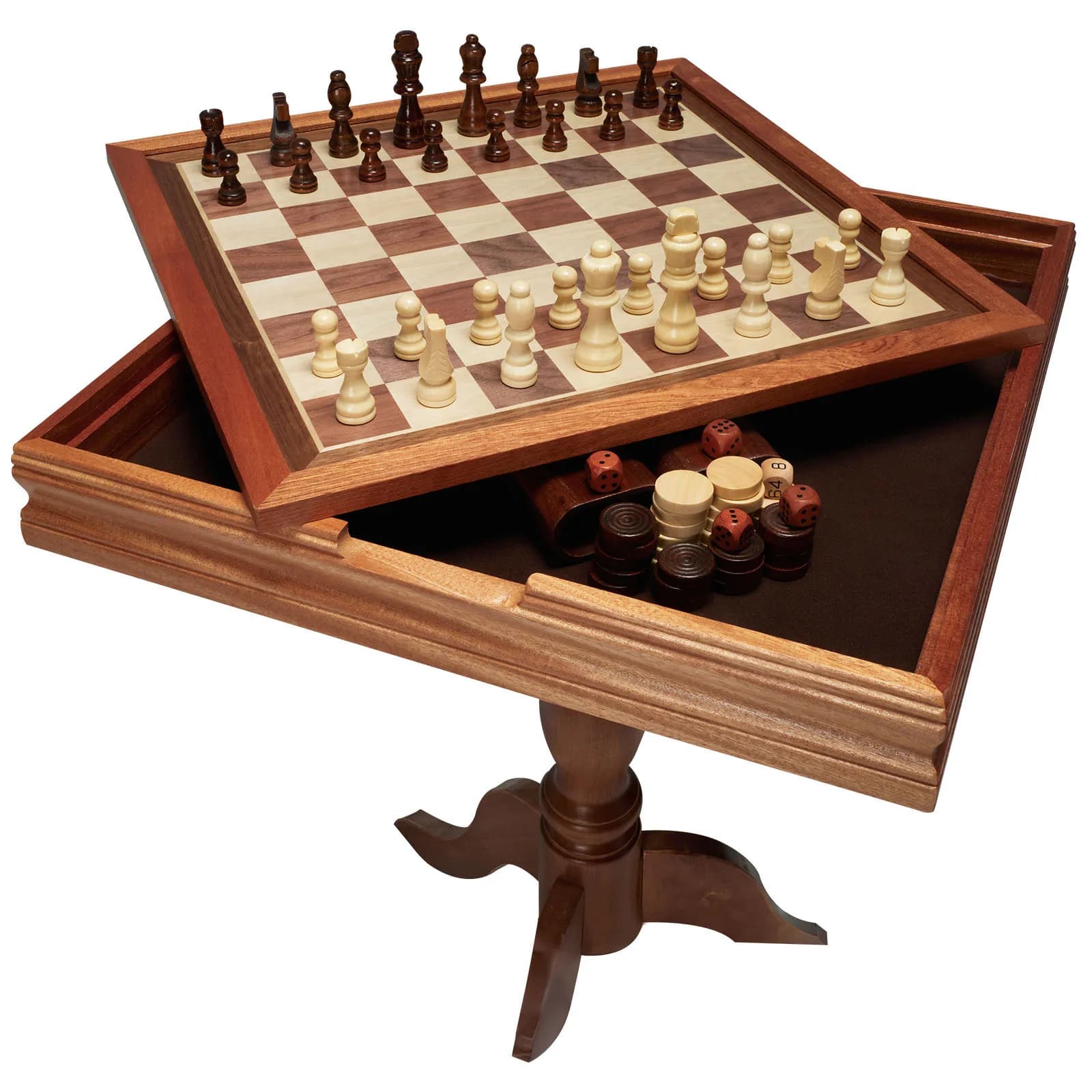 SucceBuy Chess 3 In 1 Backgammon Chess Table Set Premium Wooden Chess Table Set Deluxe Combo Game Table Furniture Set