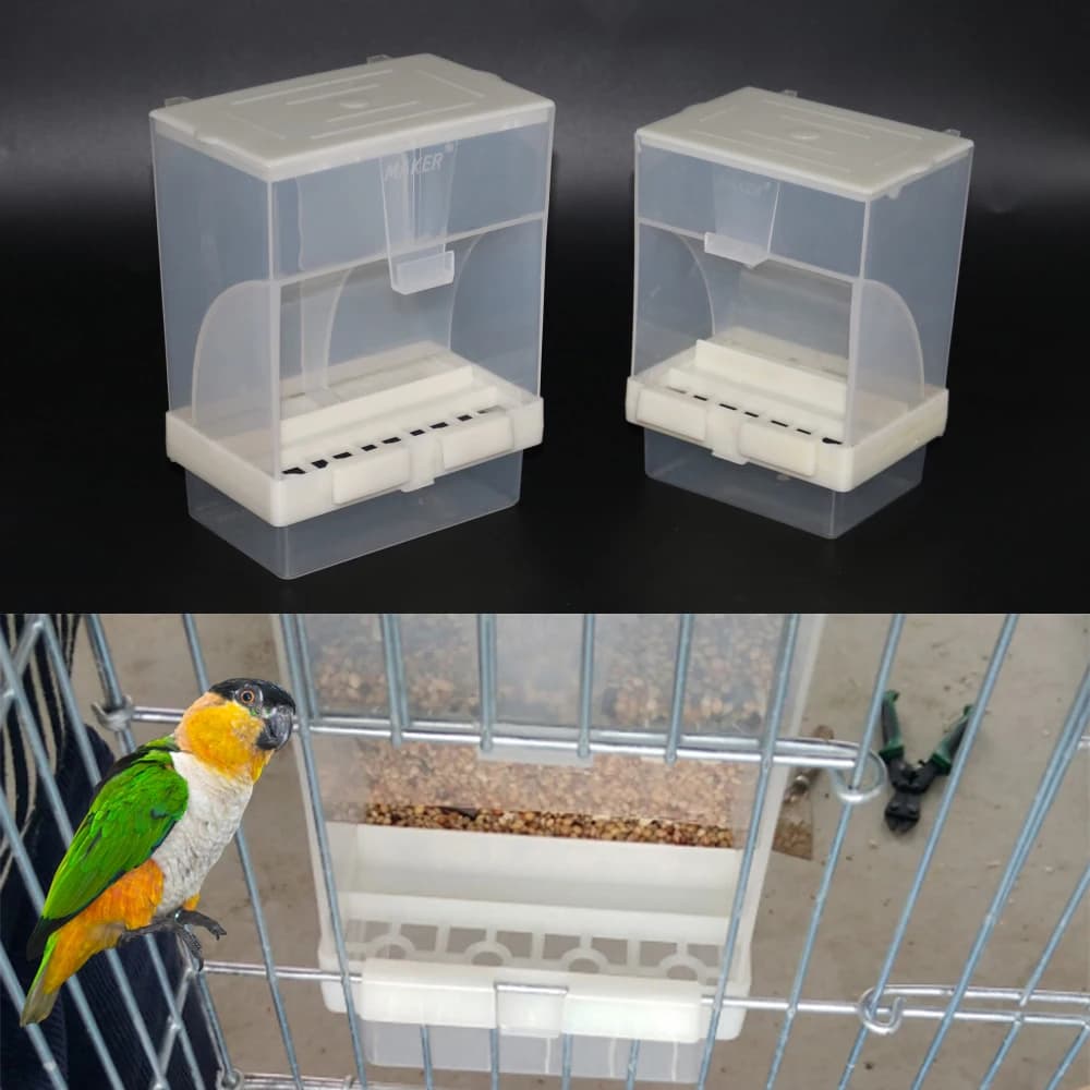 Automatic Bird Feeder Splash Proof Birdcage Hanging Food Container Removable Starling Tiger Skin Peony Pet Bird Feeding Tool 1Pc