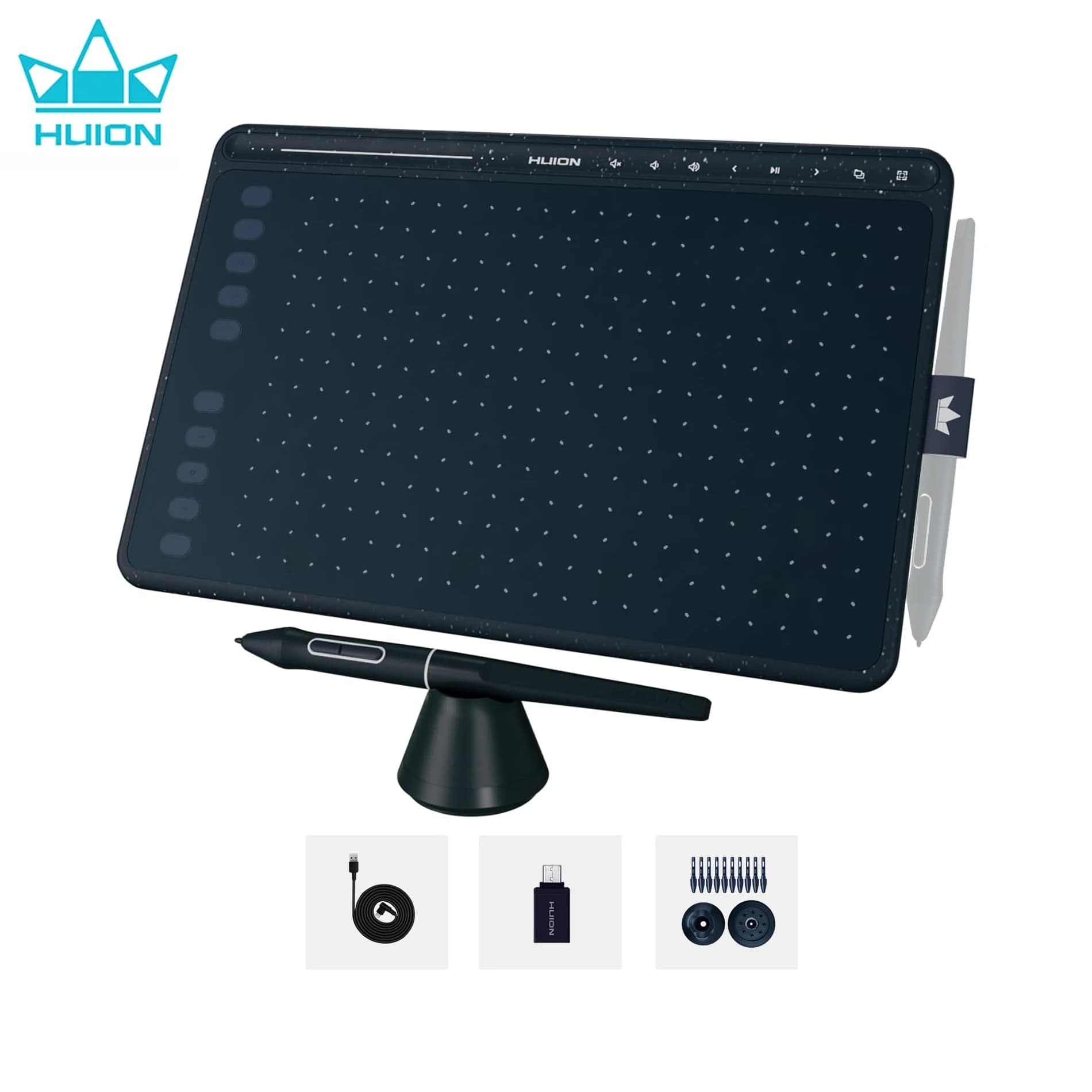 Tavoletta grafica HUION HS611 Tavoletta grafica da 10x6 pollici 3 colori con 18 tasti Express Musica Touch Bar Penna digitale senza batteria