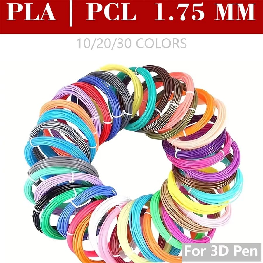 Filamento per Penna 3D 50/90/150m Linea Arcobaleno Diametro 1,75mm 10/30 Colori Materiale di Stampa Fai-da-Te per Penna 3D Idee Regalo di Compleanno