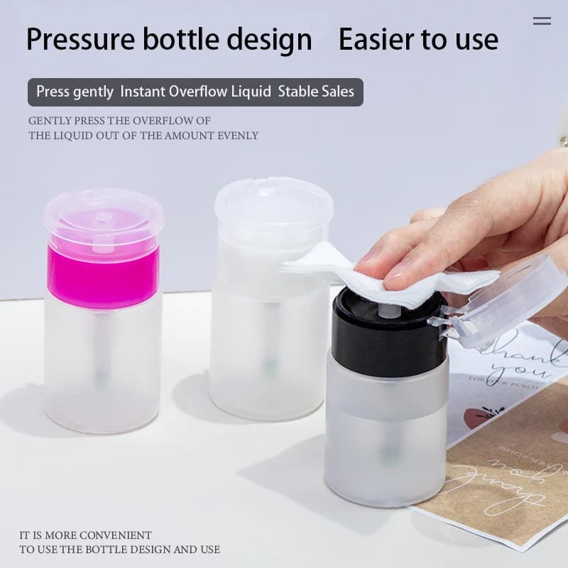 60 ml mini dispenser bottle for nail art, vacuum, for acrylic gel, enamel solvent, liquid container, small pressure bottle