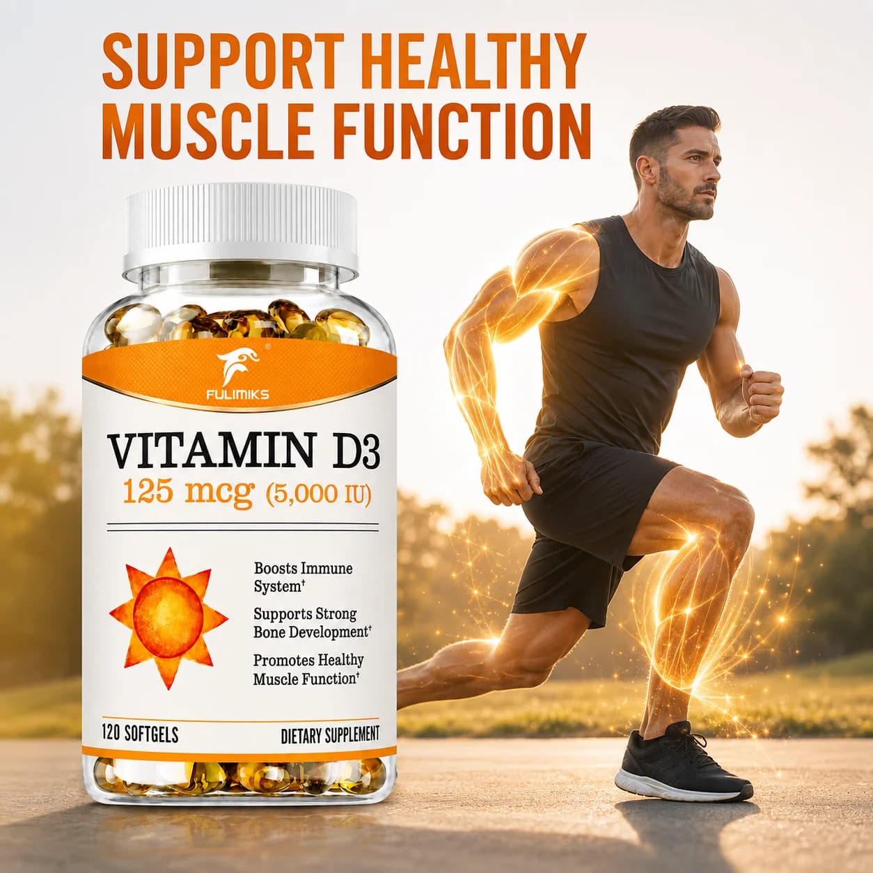 Vitamin D3 Supplement,Support Bone & Teeth Health,Immune System Support, Muscle Comfort, Calcium Absorption, Daily Body Vitality