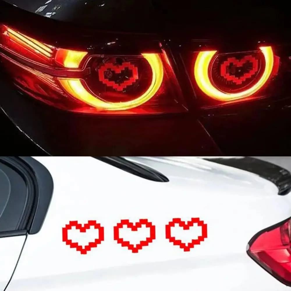 3 pezzi/set simpatico pixel scavato adesivo per auto a forma di cuore fanale posteriore decorazione per finestra adesivi impermeabili accessori per decorazioni per auto