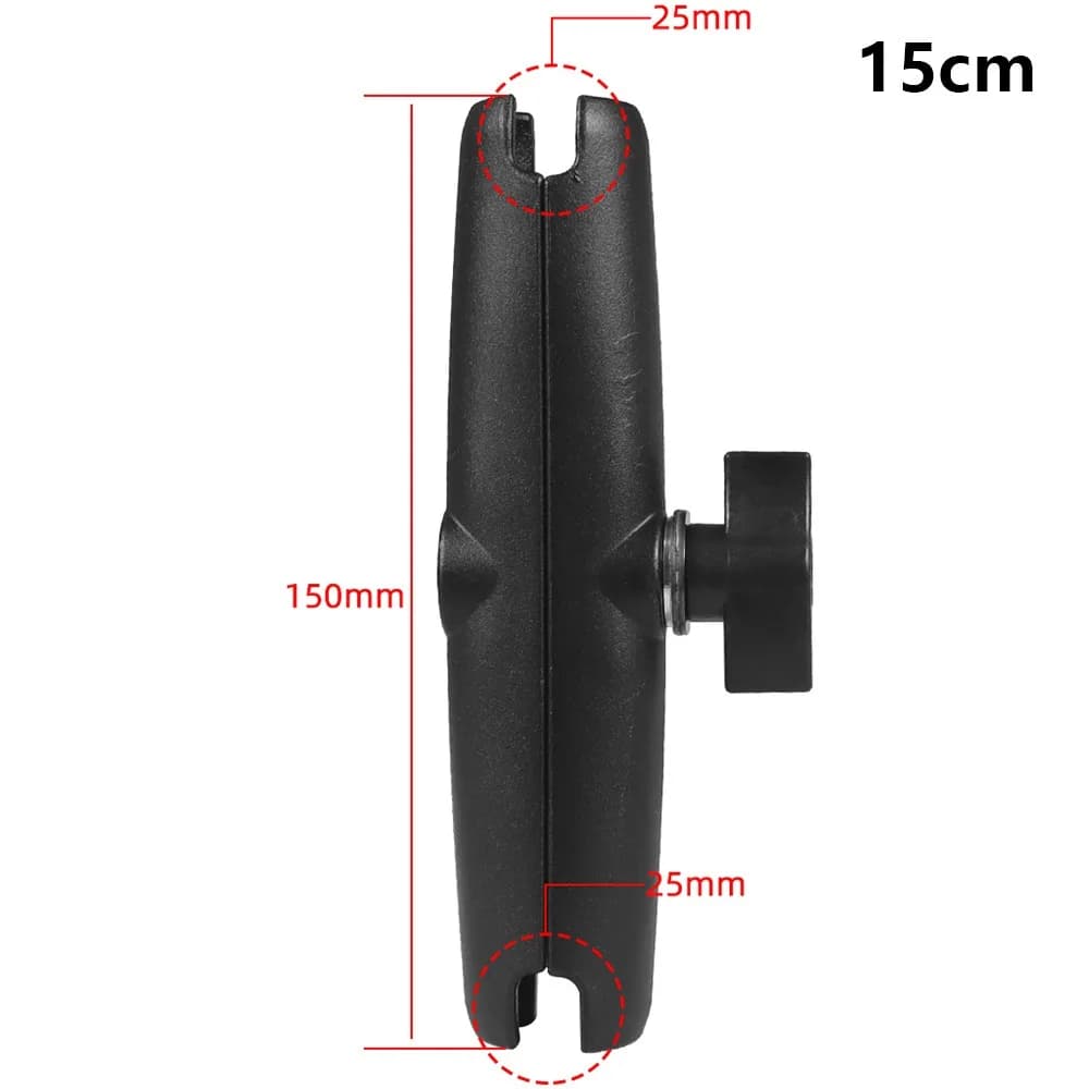 Supporto per Telecamera con Braccio a Doppia Presa in Lega di Alluminio, 6/9/15cm, Testa a Sfera da 1 Pollice (25mm), Adattatore per Asta di Estensione