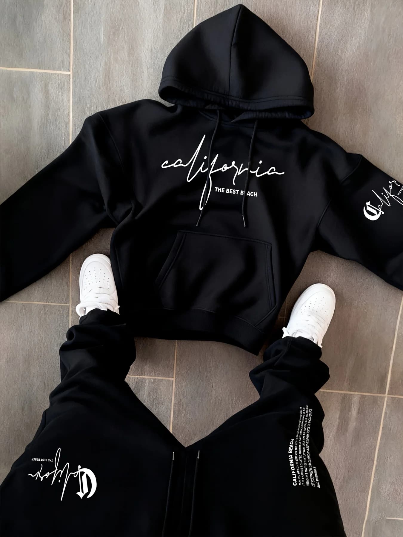 man 2 piece sets Hoodie Tracksuit Trendy Graphic Print Hooded Sweatshirt Casual Sports Jogging Pants Streetwear sets two piece