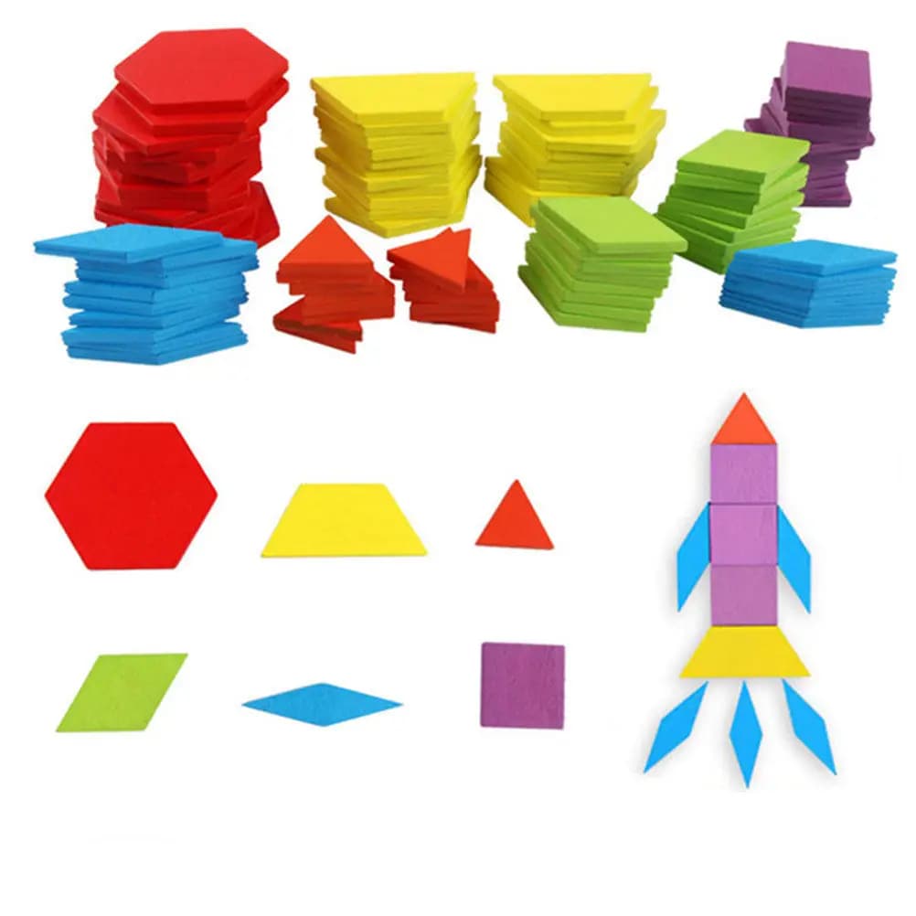 Set Educativo in Legno con 155 Pezzi di Puzzle Geometrici per Bambini, Riconoscimento dei Colori, Coordinazione Occhio-Mano, Sviluppo Cognitivo