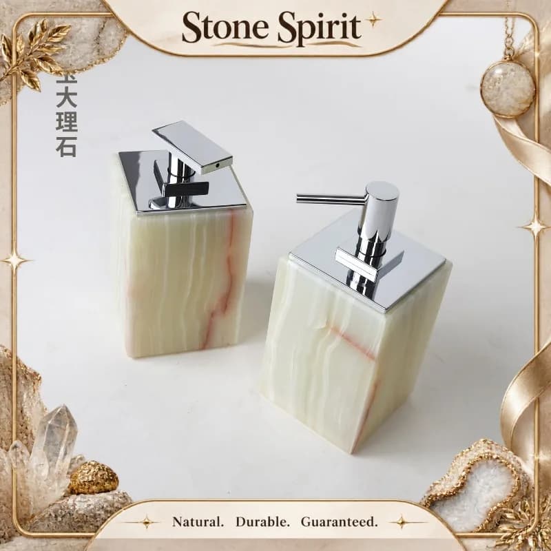 Natural Green Jade Marble Lotion Dispenser Bottle, Refillable Liquid Hand Soap Shampoo Bottle,Homestay Bathroom Accessory