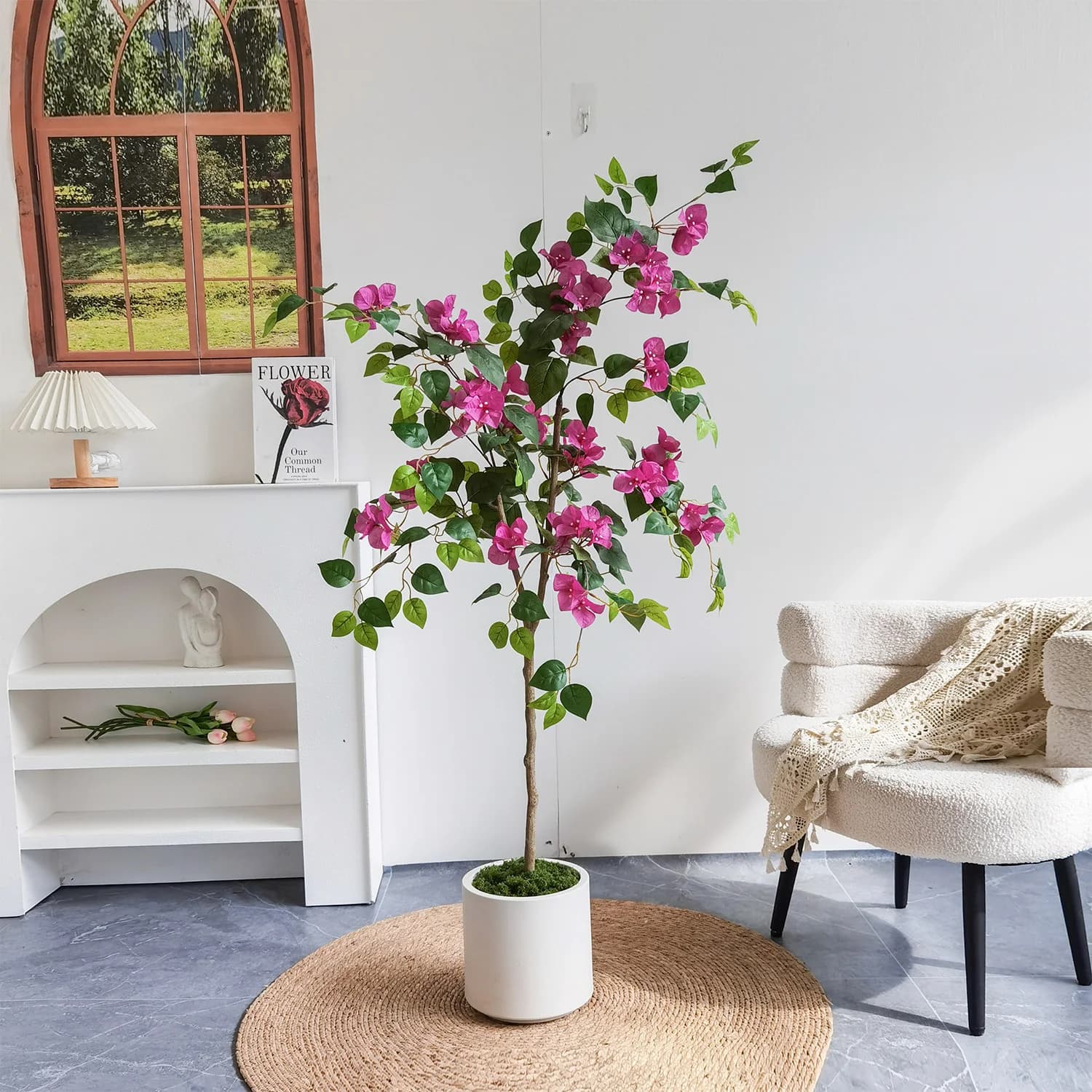Artificial Bougainvillea Blossom Tree 53.15 in / 135 Cm Fake Plant for Home Decor Fake Bougainvillea Tree Bougainvillea Decor
