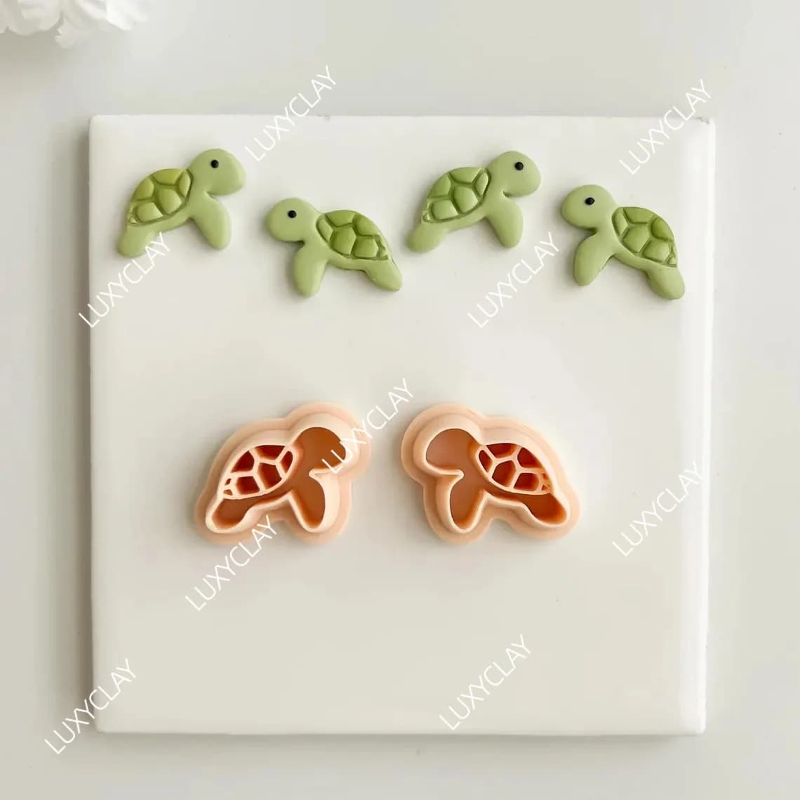 2pcs Marine Themed Sea Turtle Shape Clay Molds, Embossed Turtle Pattern Polymer Clay Cutters for Earrings Jewelry Making