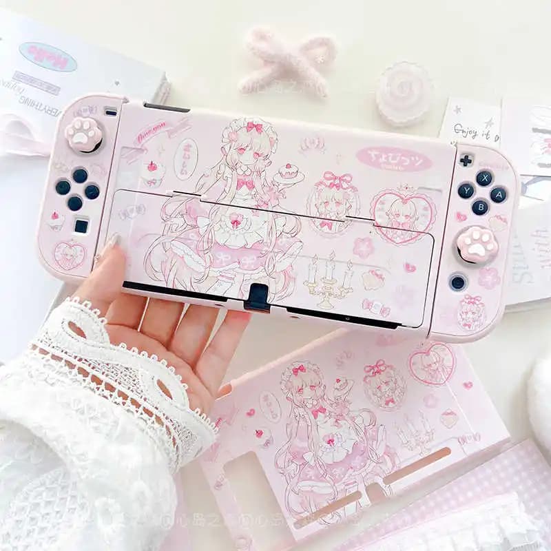 Cute Anime Switch NS Custodia rigida divisa rosa Dock Custodia protettiva Accessorio di gioco per Nintendo Switch OLED/Lite Controller Joy-Con