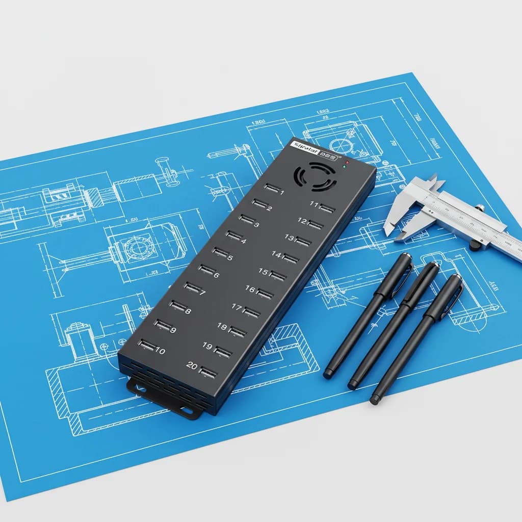 Sipolar A-805P Hub USB 2.0 a 20 Porte, Carrello di Ricarica per Tablet e Laptop, Stazione di Docking