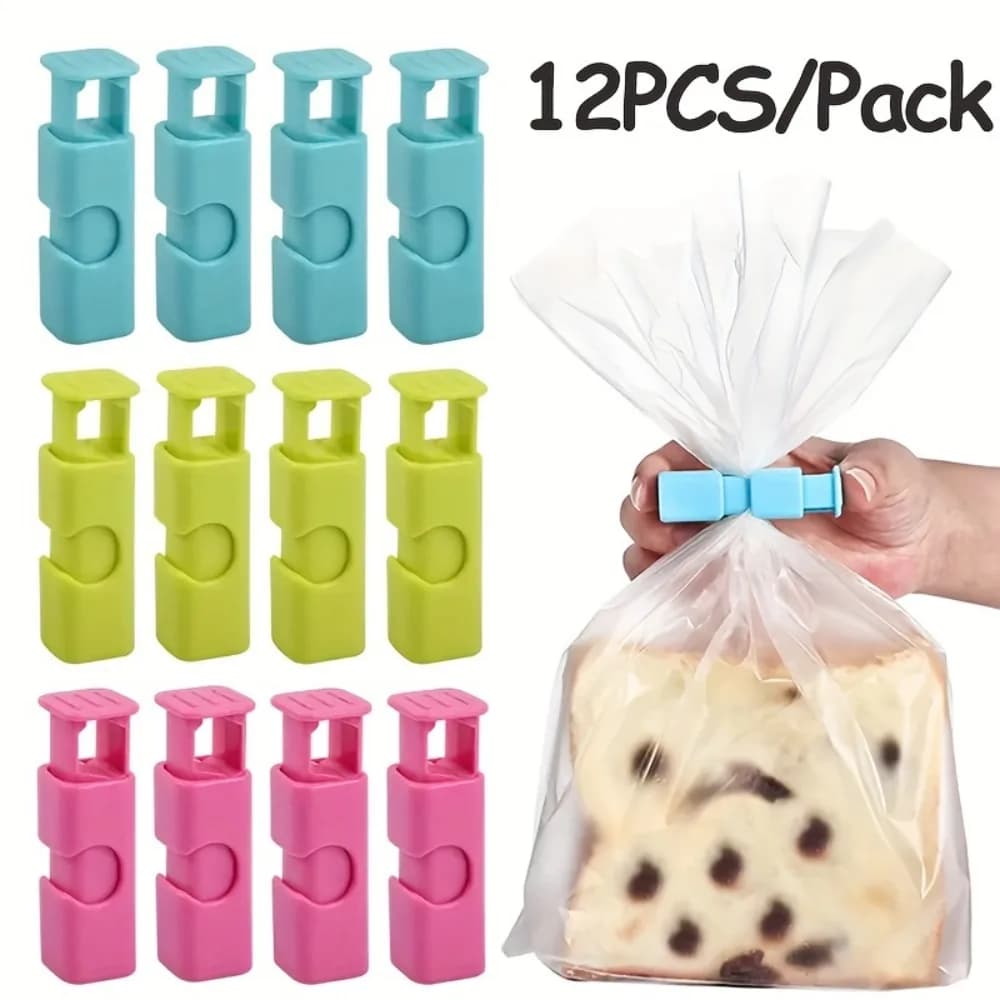 Clip per sigillare sacchetti alimentari, 12 pezzi, riutilizzabili, con molla, per pane e snack, per la conservazione e la sigillatura degli alimenti in cucina.
