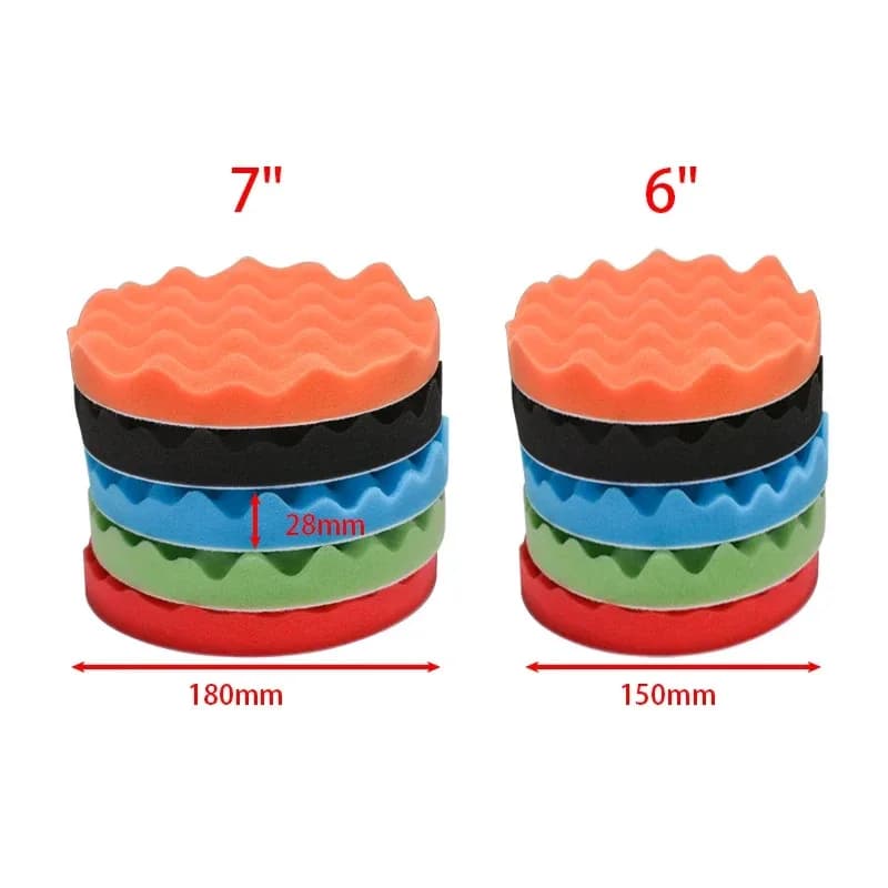 Set di 5 Tamponi per Lucidatura Auto da 150/180mm, Spugne Lucidanti da 5/6/7 Pollici, Strumento per Pulizia e Ceratura, Kit di Lucidatura per Auto