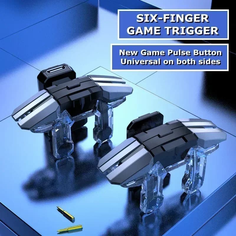 JS65 Trigger di gioco per telefono cellulare per PUBG Obiettivo di tiro Gamepad Joystick 6 Dito Mangiare pollo Artefatto Pulsante chiave ausiliario L1R1