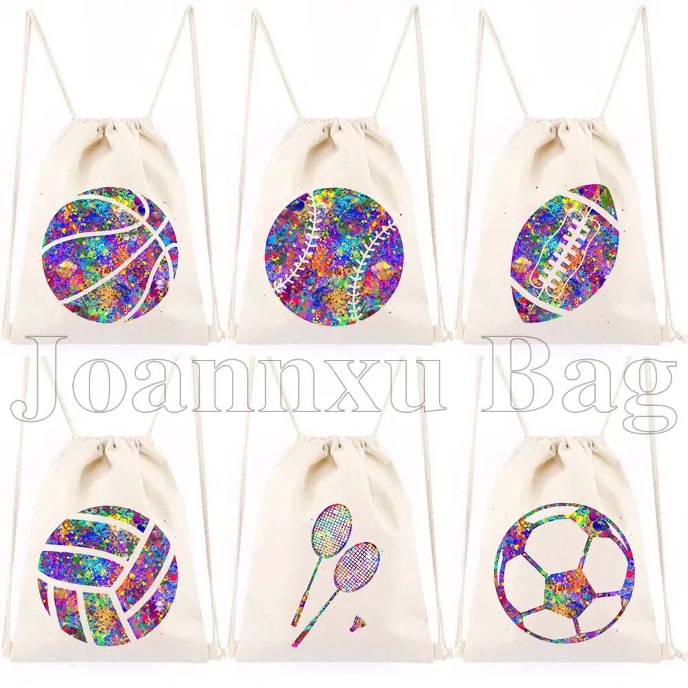 American football ball Badminton Racks Volleyball Basketball Baseball Mazza Backpack with Drawstring Sackpack String Bag