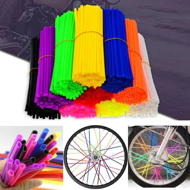72 pezzi protezione per raggi ruota moto avvolge cerchi rivestimento pelle coperture tubo per motocross bicicletta bici accessori fantastici 11 colori