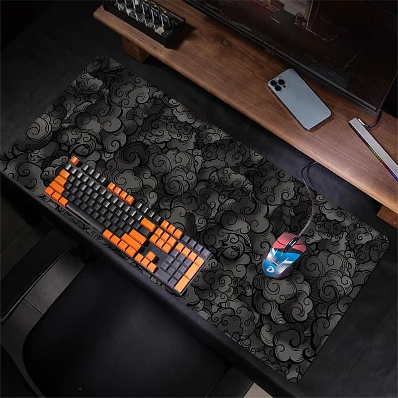 Grande Tappetino per Mouse da Gaming Nero con Base Antiscivolo in Gomma, Cuciture Precise, Lavabile e Resistente per Giochi al Computer e Uso in Ufficio