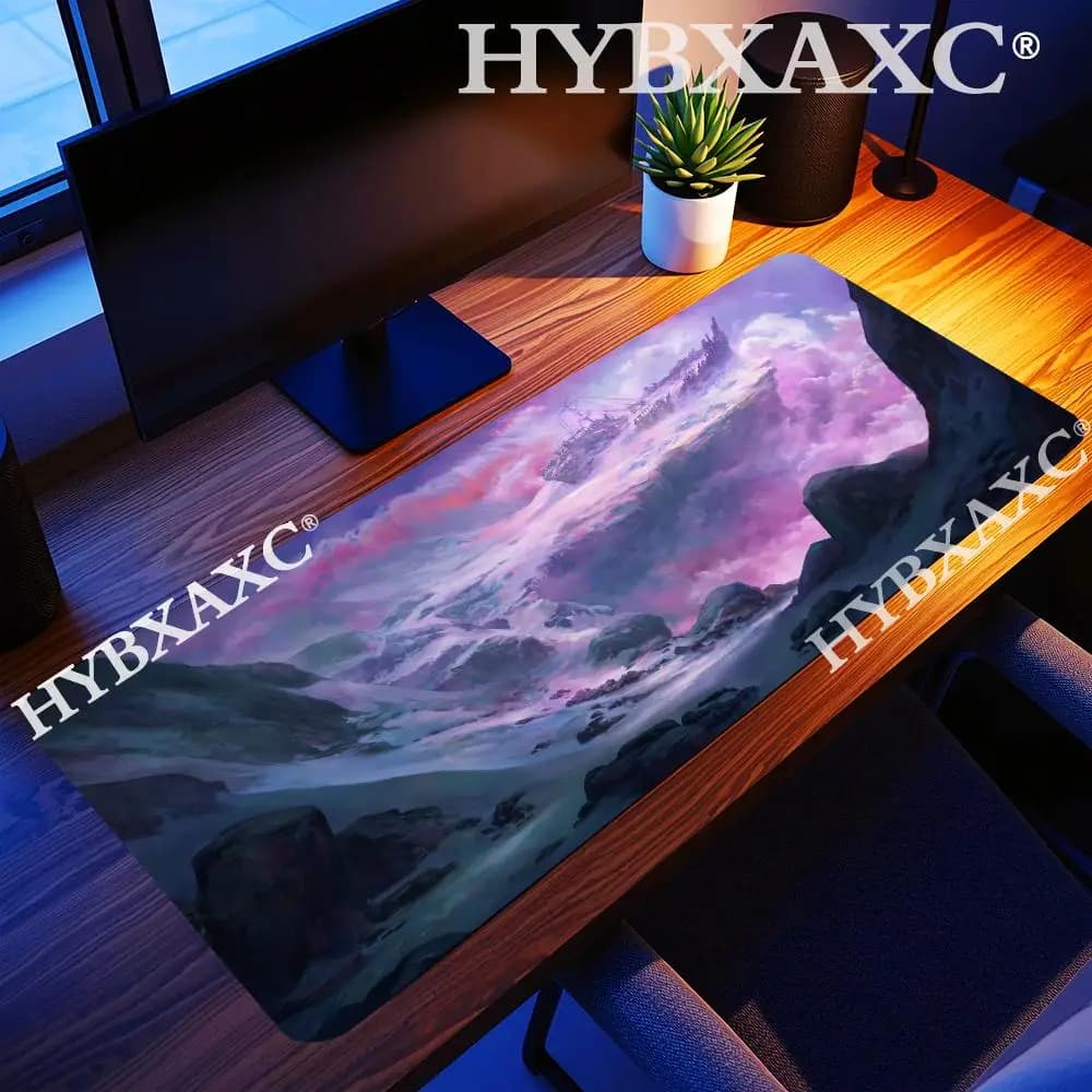 HYBXAXC Purple Pink Twilight Mountain Valley Mouse Pad Durable with Anti-Slip Base, Ideal for Daily Office Work and Gaming