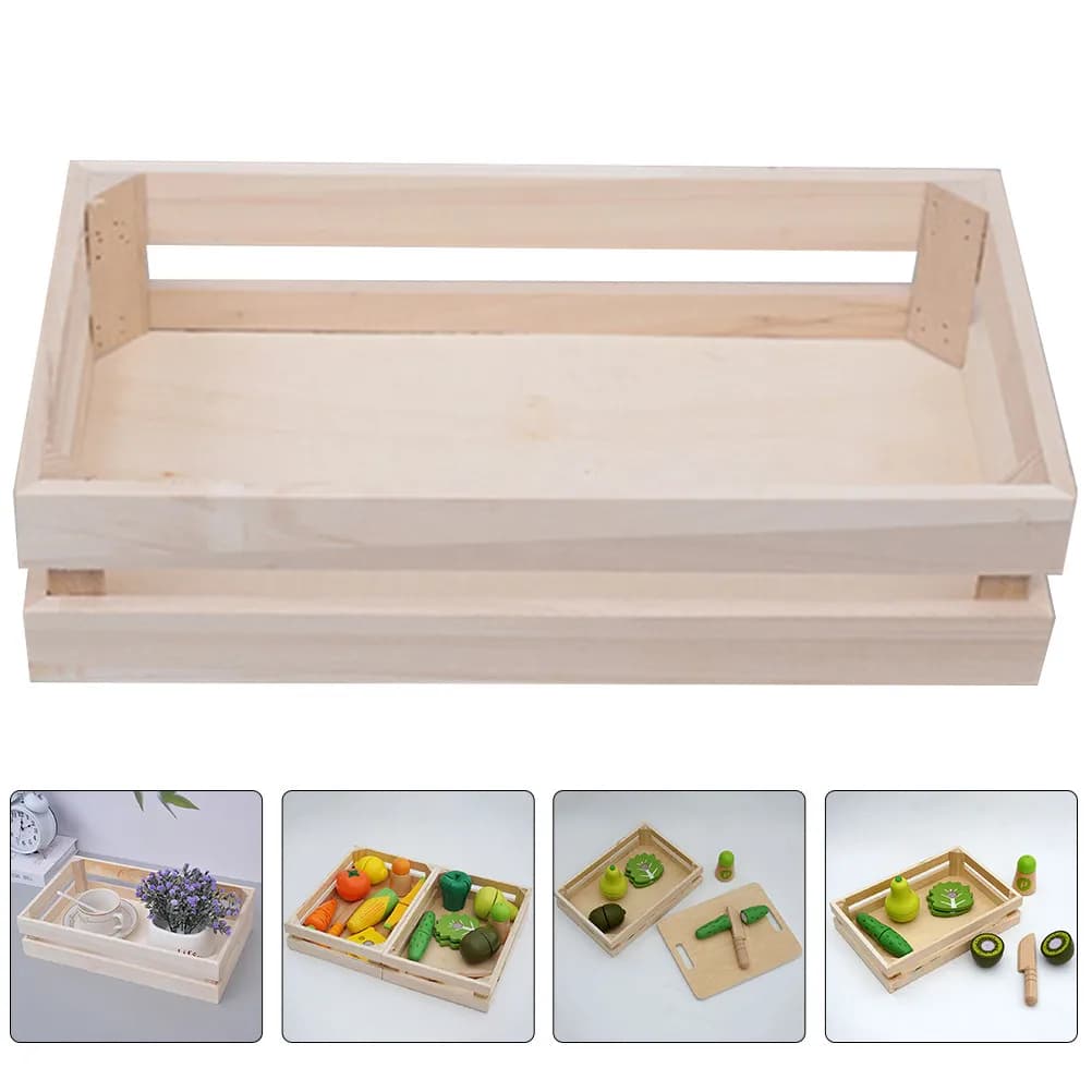 2 Pezzi Cestini Portaoggetti in Legno Rettangolari, Piccoli Organizzatori con Design Staccabile per Casa e Ufficio, Contenitori per Piccoli Oggetti