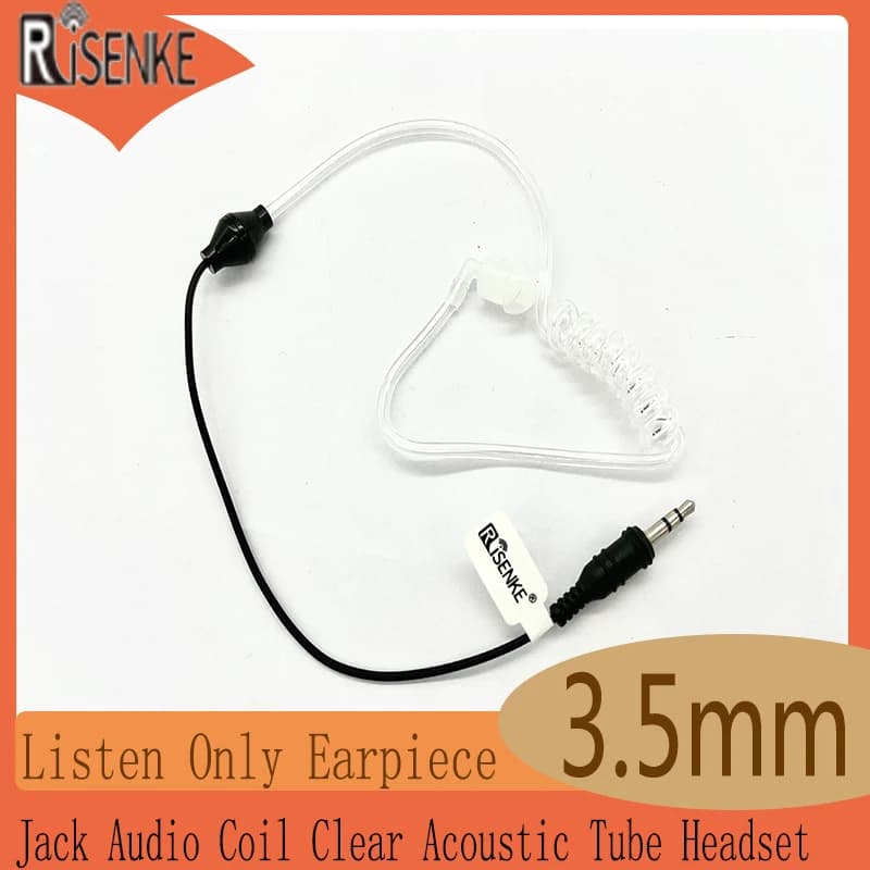 RISENKE-Auricolare con tubo acustico trasparente per radio bidirezionale, jack per auricolare, bobina audio, 3,5 mm, solo ascolto, accessori per walkie-talkie