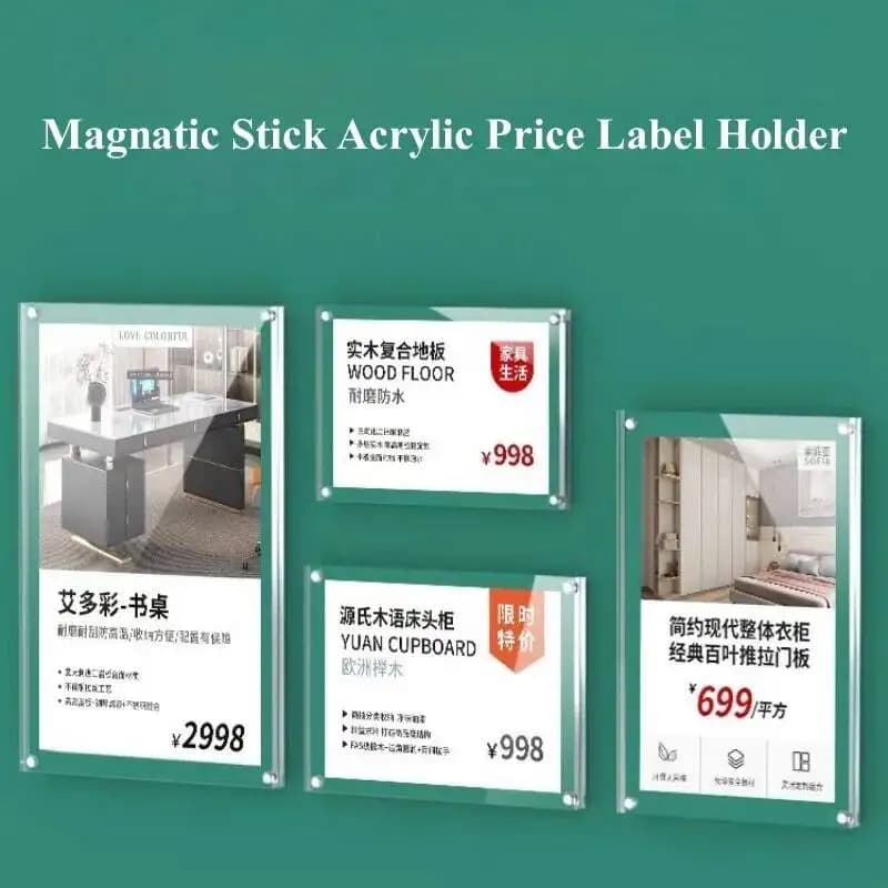 10 PZ 7x10 cm Acrilico Magnetico Etichetta Del Prezzo Carta Etichette di Carta Incolla Foto Cornice Poster Bastone Nome Carta Segno Titolare Del Basamento