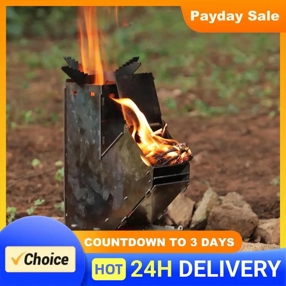 Stainless Steel Folding Stove, Portable Stove for Camping, Hiking, BBQ and Picnic