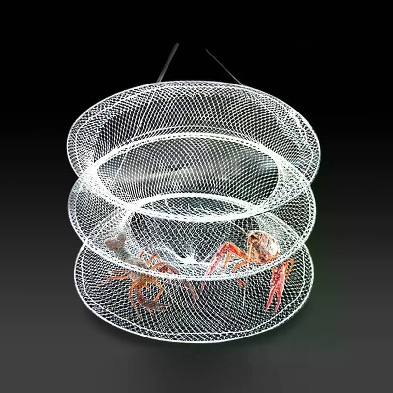 Three Circles Of White Shrimp Fishing Nets Lobster Fishing Nets Folding Simple Crab And Fish Cages Fish Bags Fishing Nets