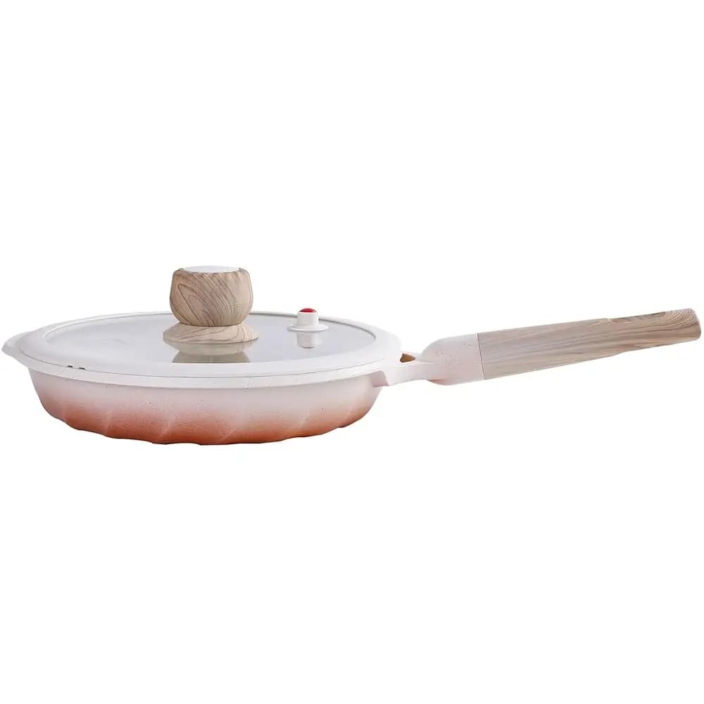 Padella Antiaderente, Senza PFOA e PFAS, 9.5 Pollici, Adatta per Forno e Lavastoviglie, Compatibile con Tutti i Piani Cottura, Arancione