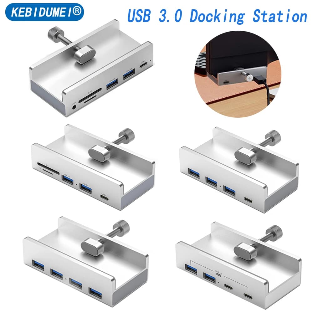 Docking station USB 3.0 HUB esterno in alluminio Supporto per telefono Lettore di schede di memoria SD TF Multi Splitter Trasmissione dati 5 Gbps per PC