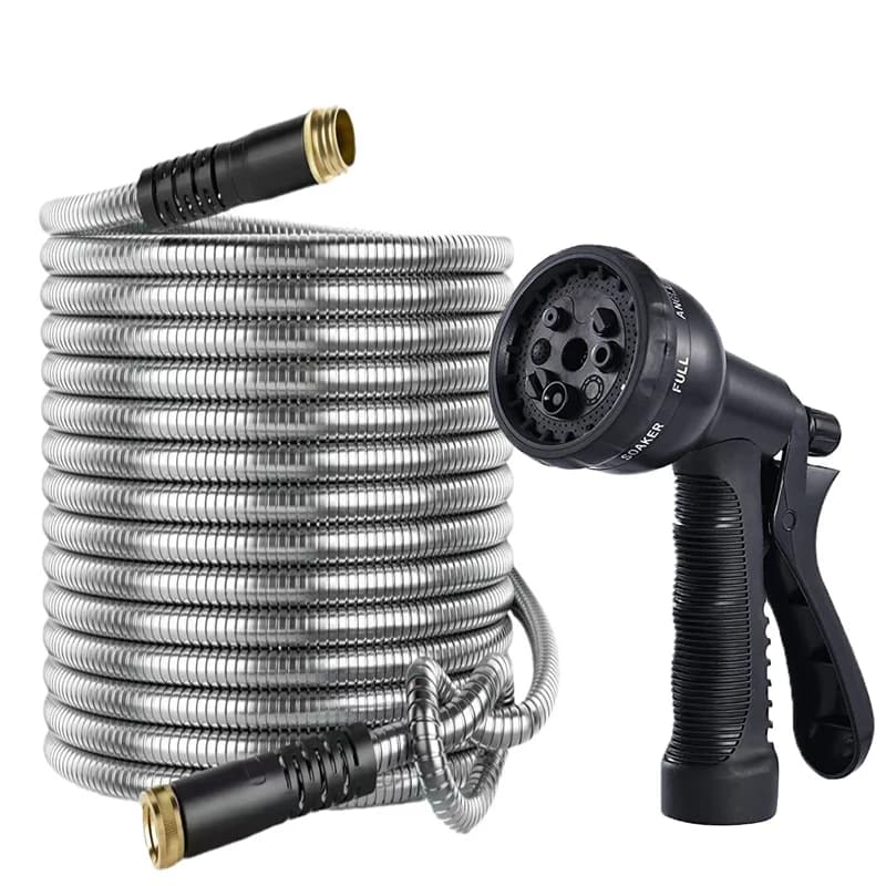 Tubo dell'acqua in acciaio inossidabile per orticoltura, ugello regolabile a 8 funzioni, pistola ad acqua, forniture per irrigazione orticola
