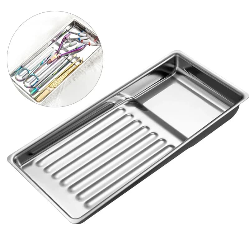 Piastra per attrezzature per nail art in acciaio inossidabile Vassoio medico chirurgico dentale Vassoio portaoggetti per cosmetici Strumenti per forniture per piatti per unghie finte