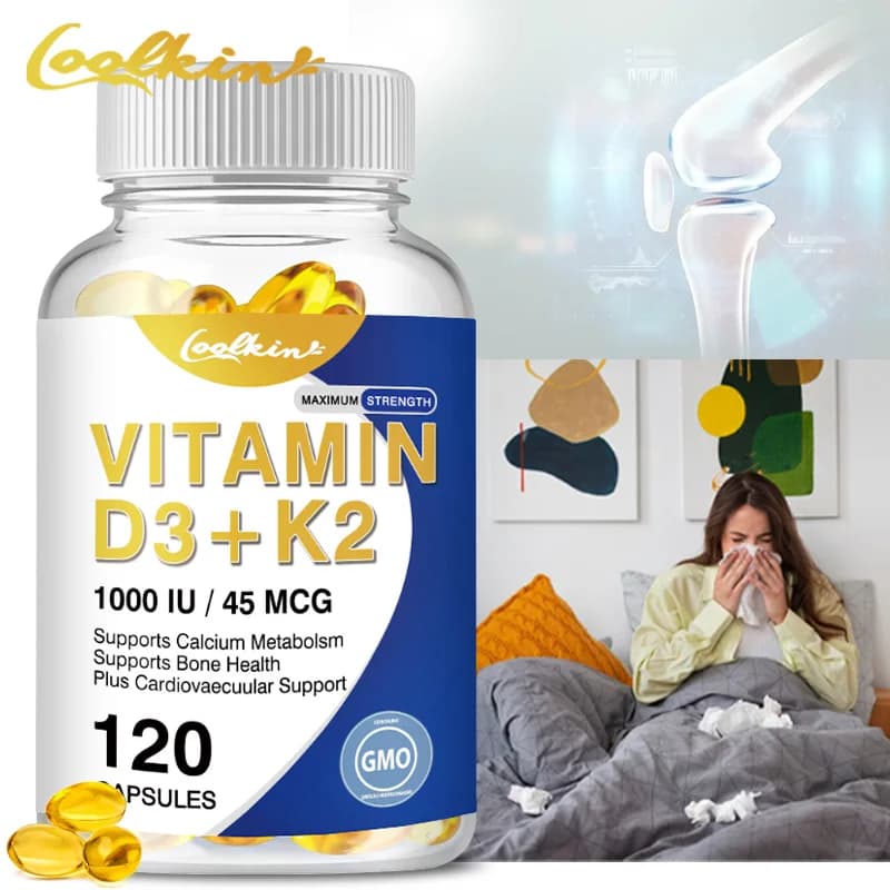 Vitamin K2 (MK7) with D3 Supplement - Supports Cardiovascular Health, Immunity, Bone Health, Promotes Blood CirculationSupplemen