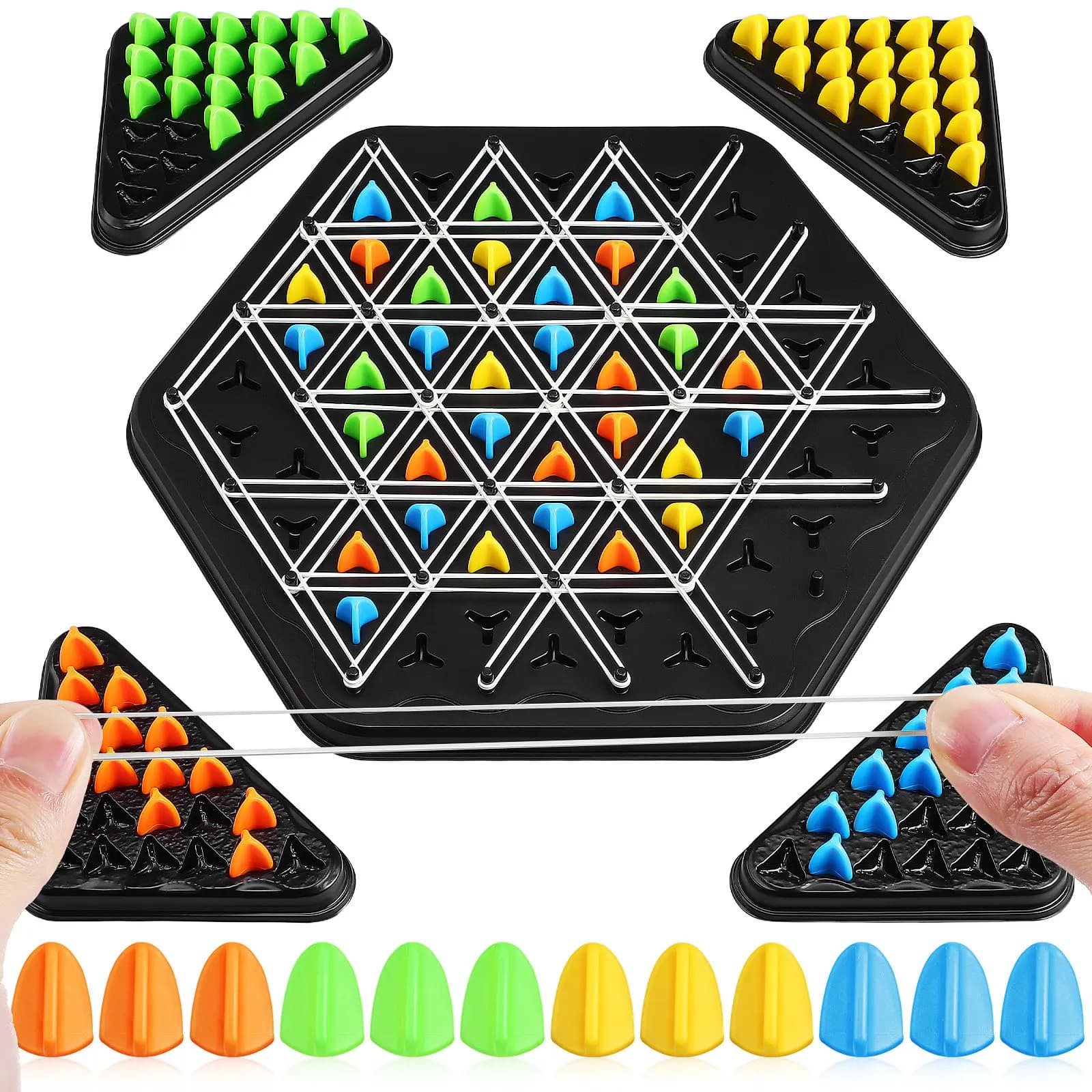 1 set 1 Set Chain Triangle Chess Compact Portable Strategy Board For Family Night Iq Challenge Peg Puzzle Movement Pattern