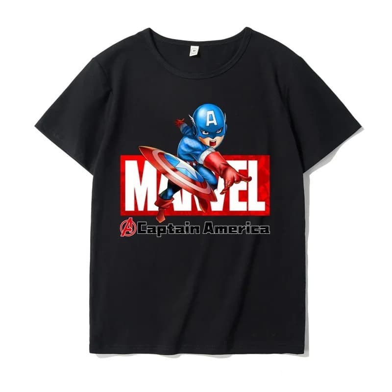 T-shirt per bambini stampata Marvel Collaboration Spider Man Venom Iron Man T-shirt estiva casual alla moda per genitori e figli