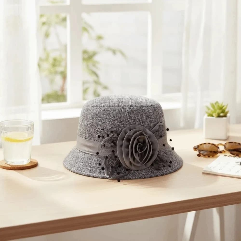 Sunscreen Temperament Lady Bucket Hat Portable Polyester Flower Sun Fisherman Hat Lightweight Solid Color