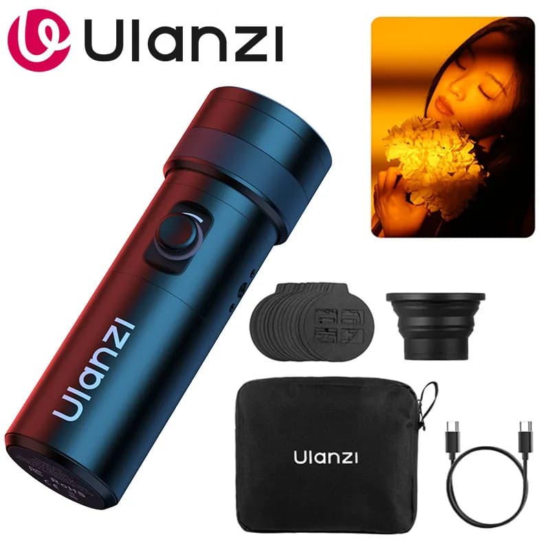 Ulanzi LM01 Torcia fotografica 4 colori RGB 7500mAh Luce ambientale a LED con 20 filtri Gobos Luce di proiezione per la registrazione video