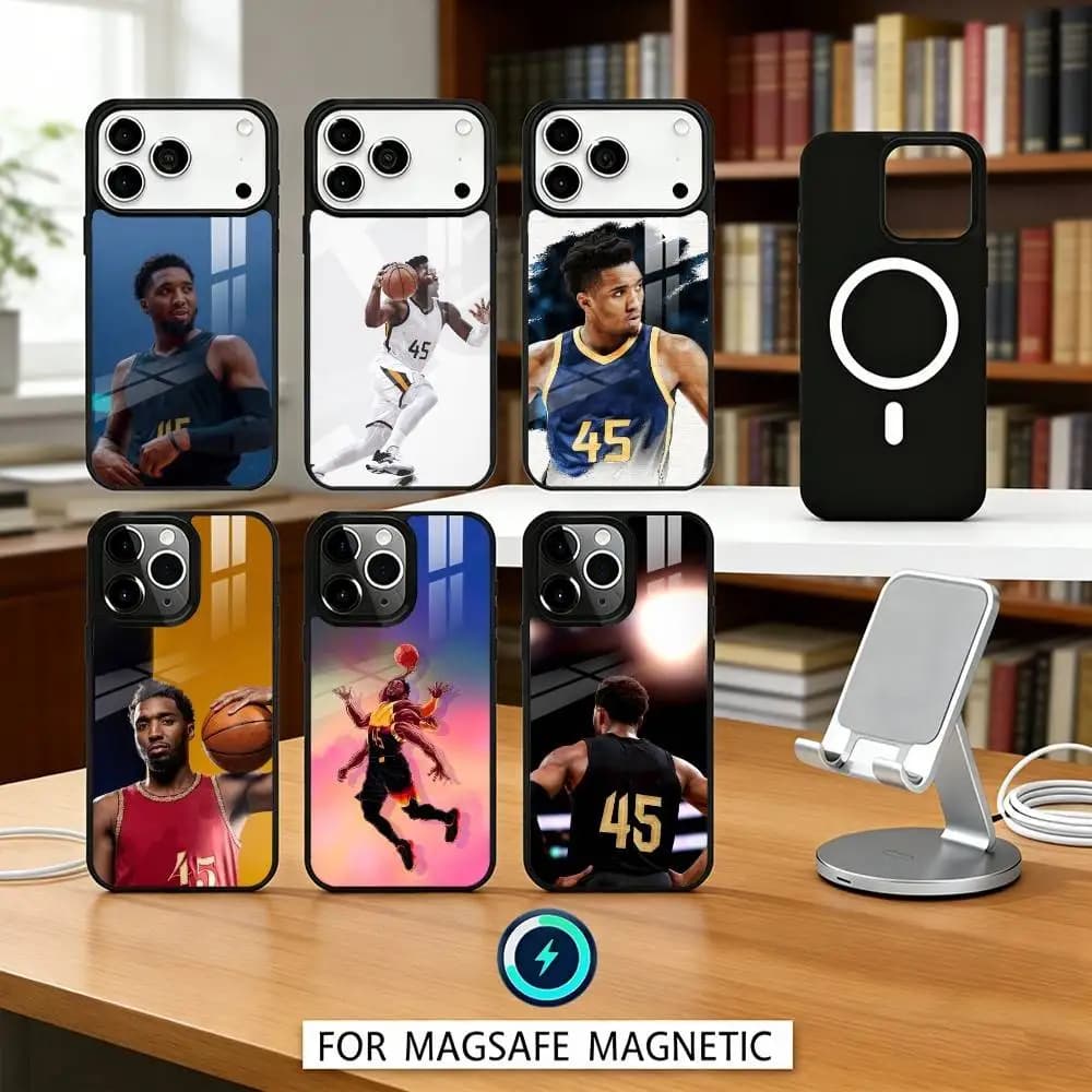 Custodia per telefono Basketball D-Donovan Mitchell per iPhone 17, 16, 15, 14, 13, 12, Pro, Max, magnetica per ricarica wireless MagSafe