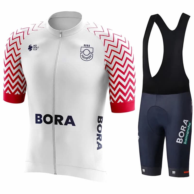 UCI BORA Road Bike Cycling Suit Men Short Sleeve Jersey Bib Shorts Outdoor Riding Clothing Breathable Quick Dry Performance Set