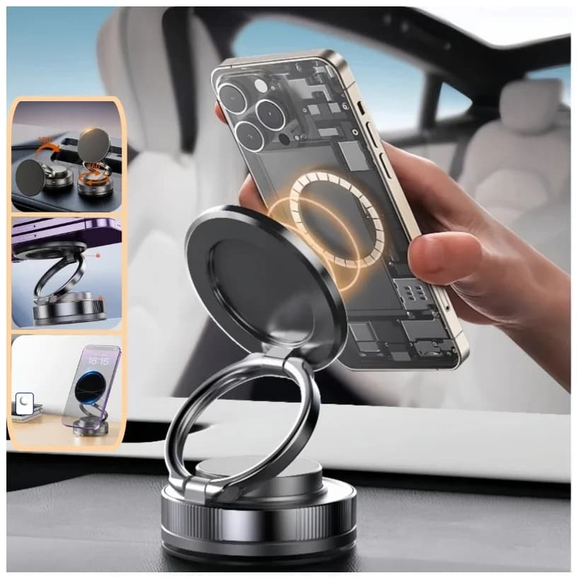Supporto per telefono magnetico sottovuoto per supporto da auto 360 ° Supporto di aspirazione forte pieghevole regolabile per supporto per telefono da cruscotto automatico per telefono GPS