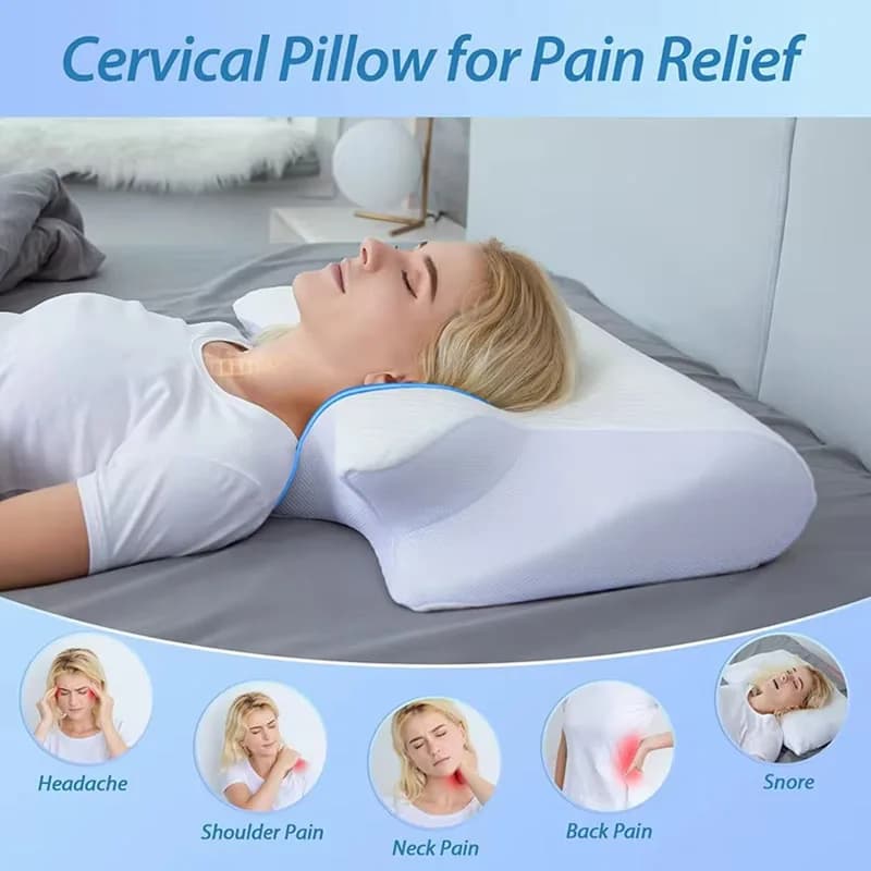 Cuscino a forma di corno 2026 in memory foam a lento ritorno, per il sonno, con supporto cervicale a pressione zero, per casa, a forma di farfalla