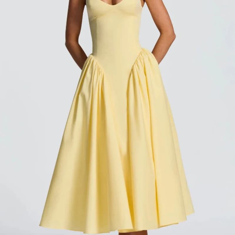 Abito da donna estivo con cinturino per spaghetti sottile sexy elegante abito da festa con lacci sul retro abiti midi