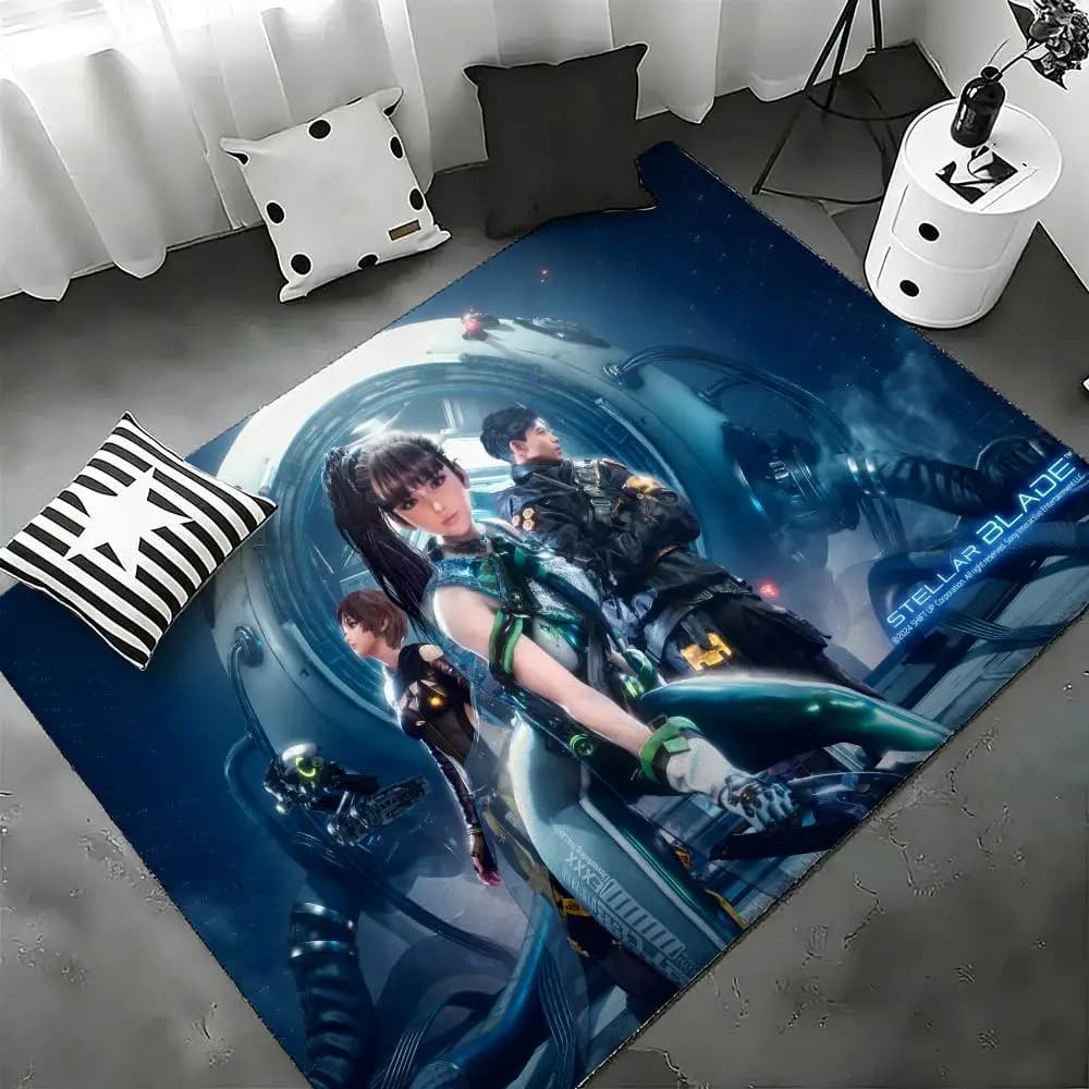 Anime Hot S-Stellar B-Blade Floor Mat for Bedroom, Living Room, Flannel Mat, Non-slip, Home Decoration