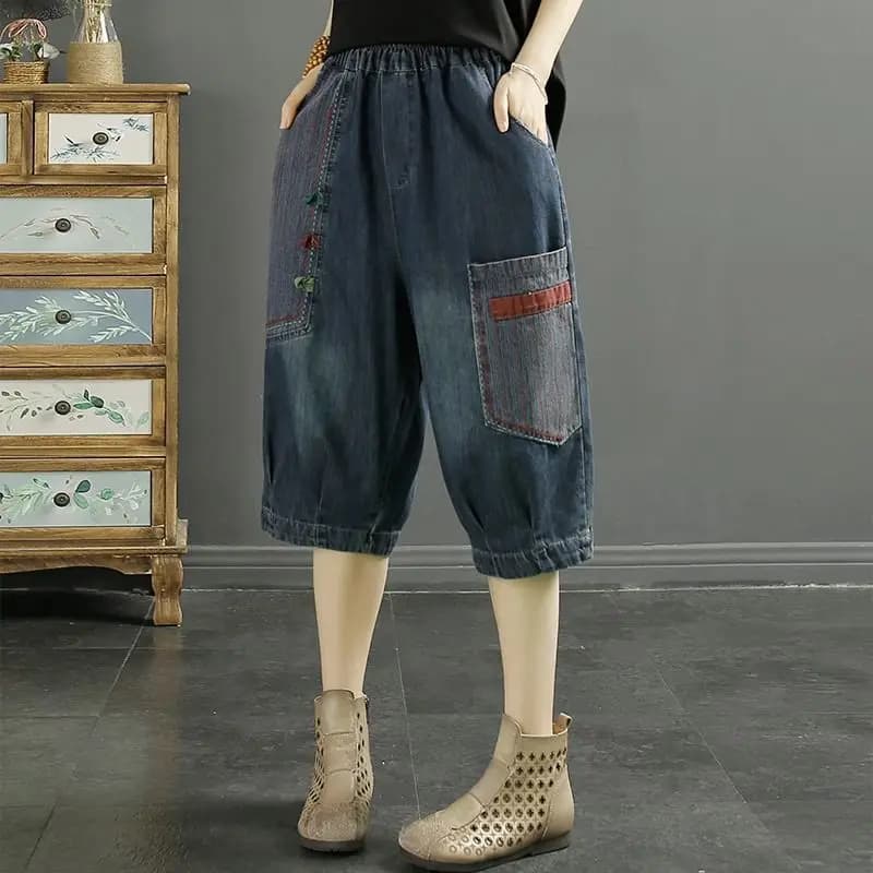 Summer New Arrival Loose Slimming Harem Casual Drawstring Jeans